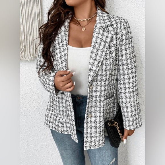 Plaid Dual Pocket Tweed Blazer | Size 16 - Picture 1 of 2